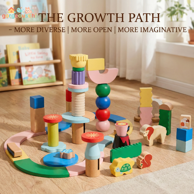 Wooden Chunky Beads & Stacking Toy